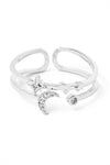 Double Band Cresent Moon Star Ring