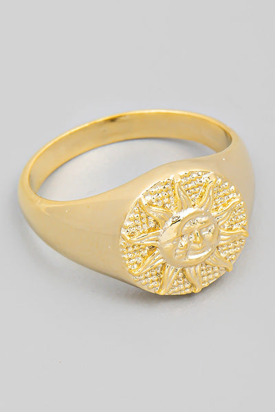Sun And Moon Face Signet Ring