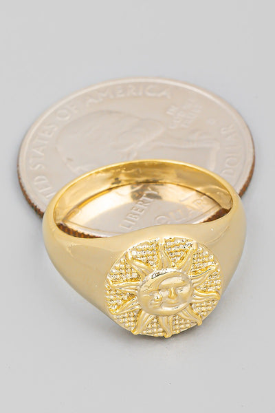 Sun And Moon Face Signet Ring