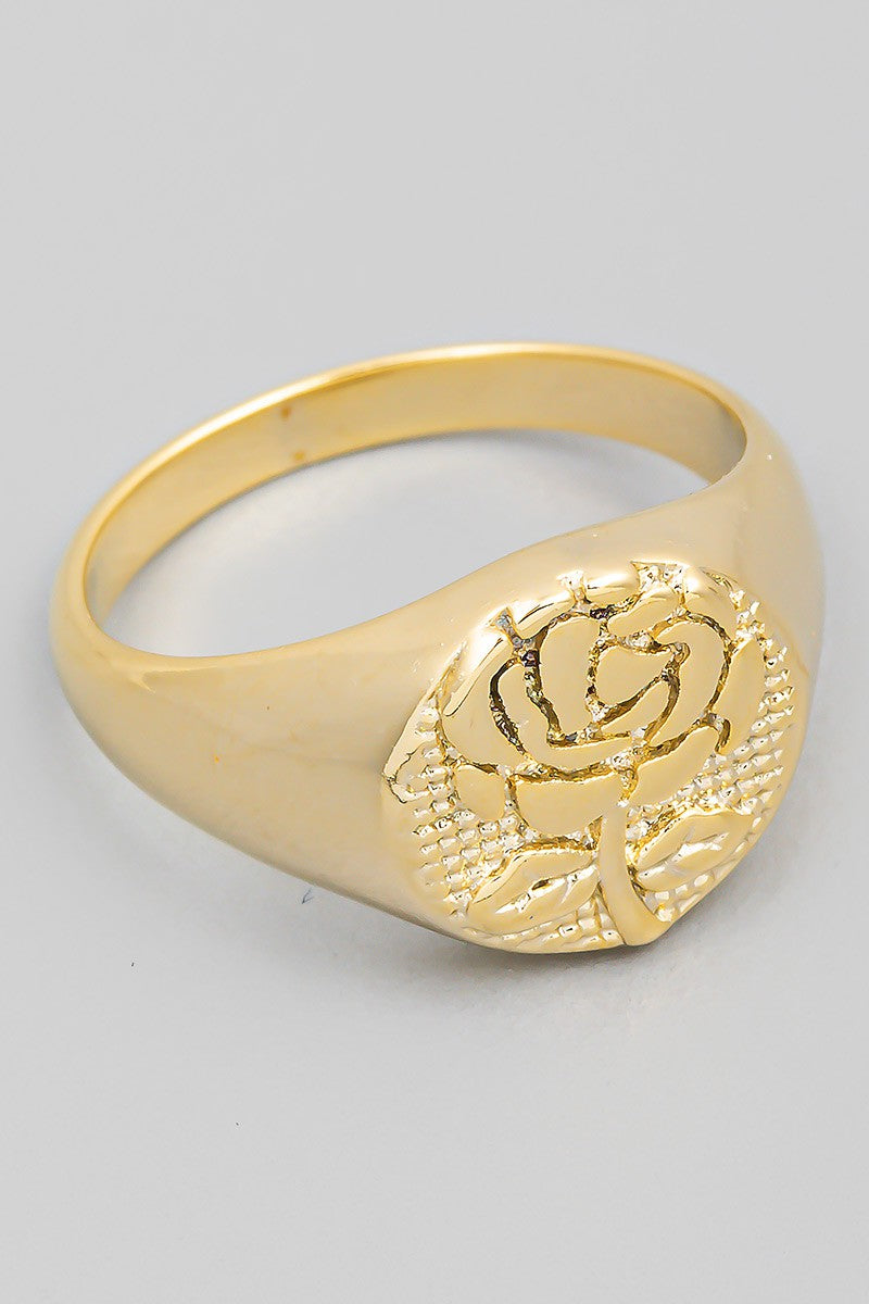 Flower Rose Signet Ring