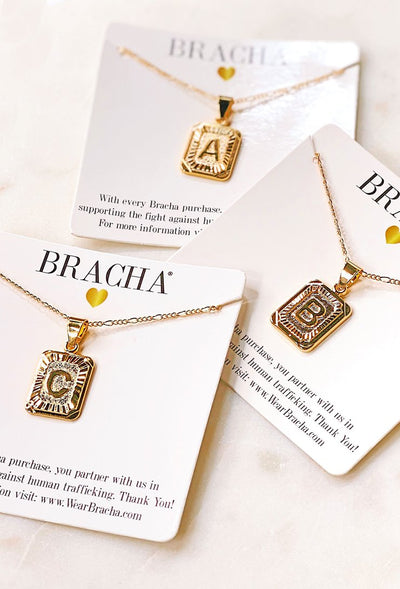 Vintage Inspired Initial Necklace by Bracha