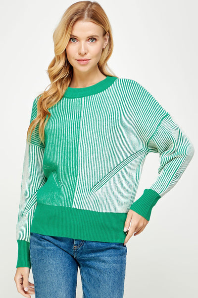 Chunky Multiway Striped Wide Ribbed Sweater