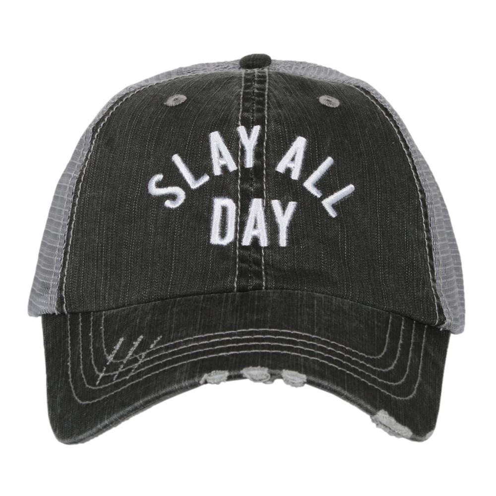 Slay All Day Trucker Hat in Grey