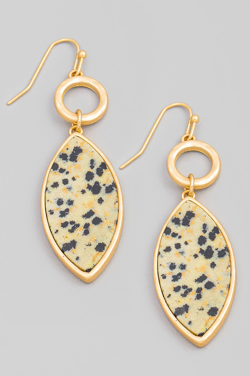 Semiprecious Oval Stone Hook Drop Earrings