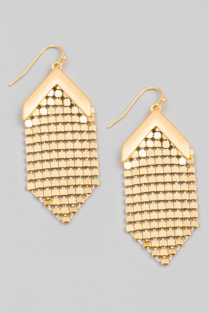 Metallic Bead Chain Fringe Earrings