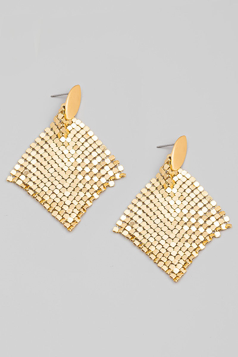 Metallic Square Link Earrings