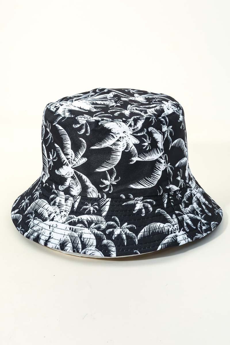 Single Color Palm Trees Print Bucket Hat