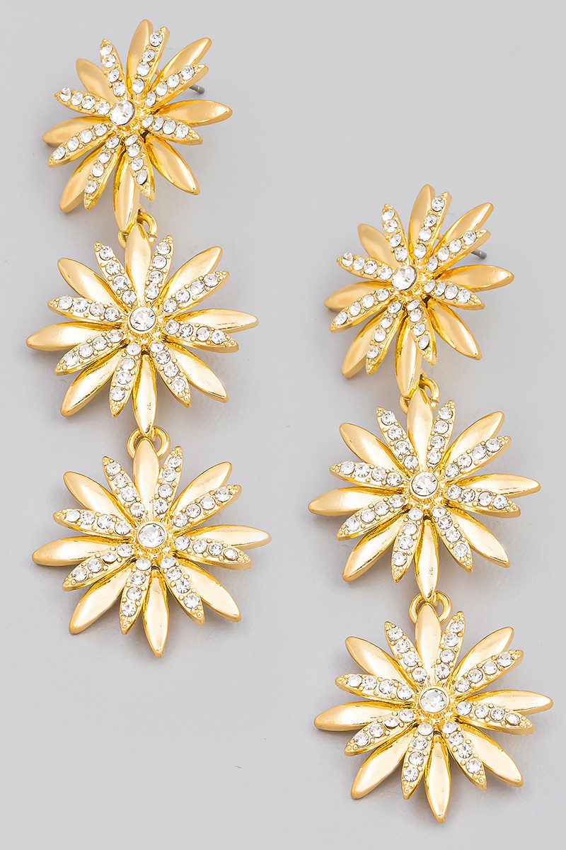 Layered Flower Thistle Drop Earrings