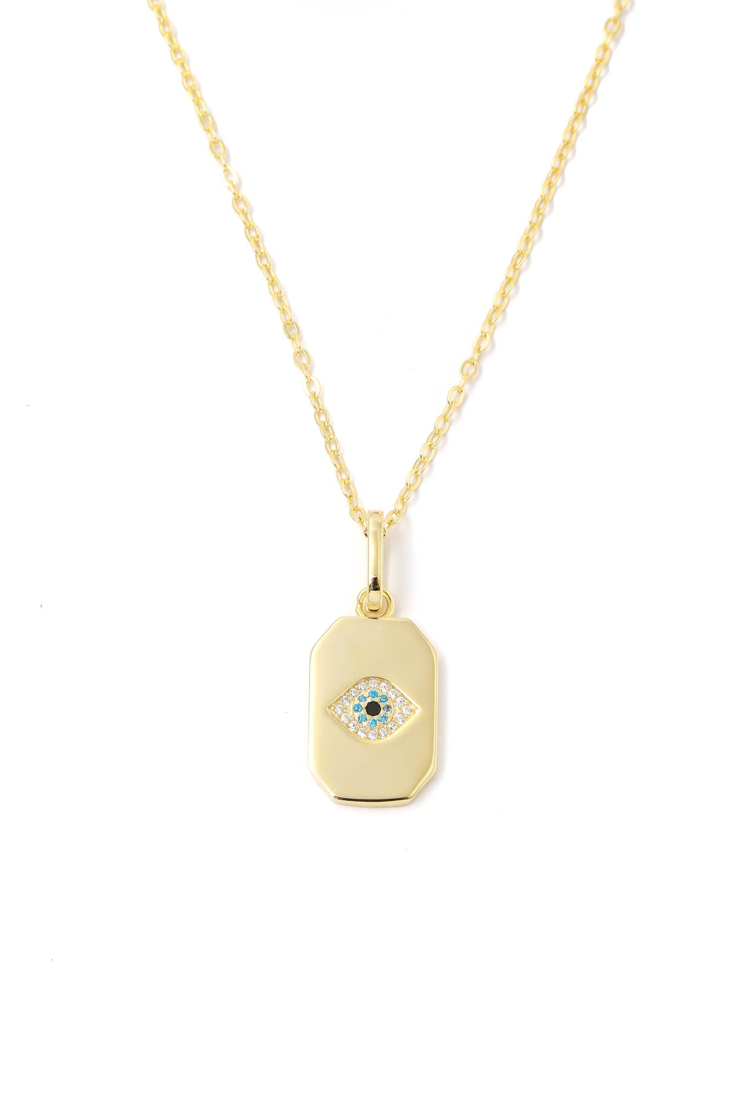 SS Evil Eye Bar Pendant Necklace