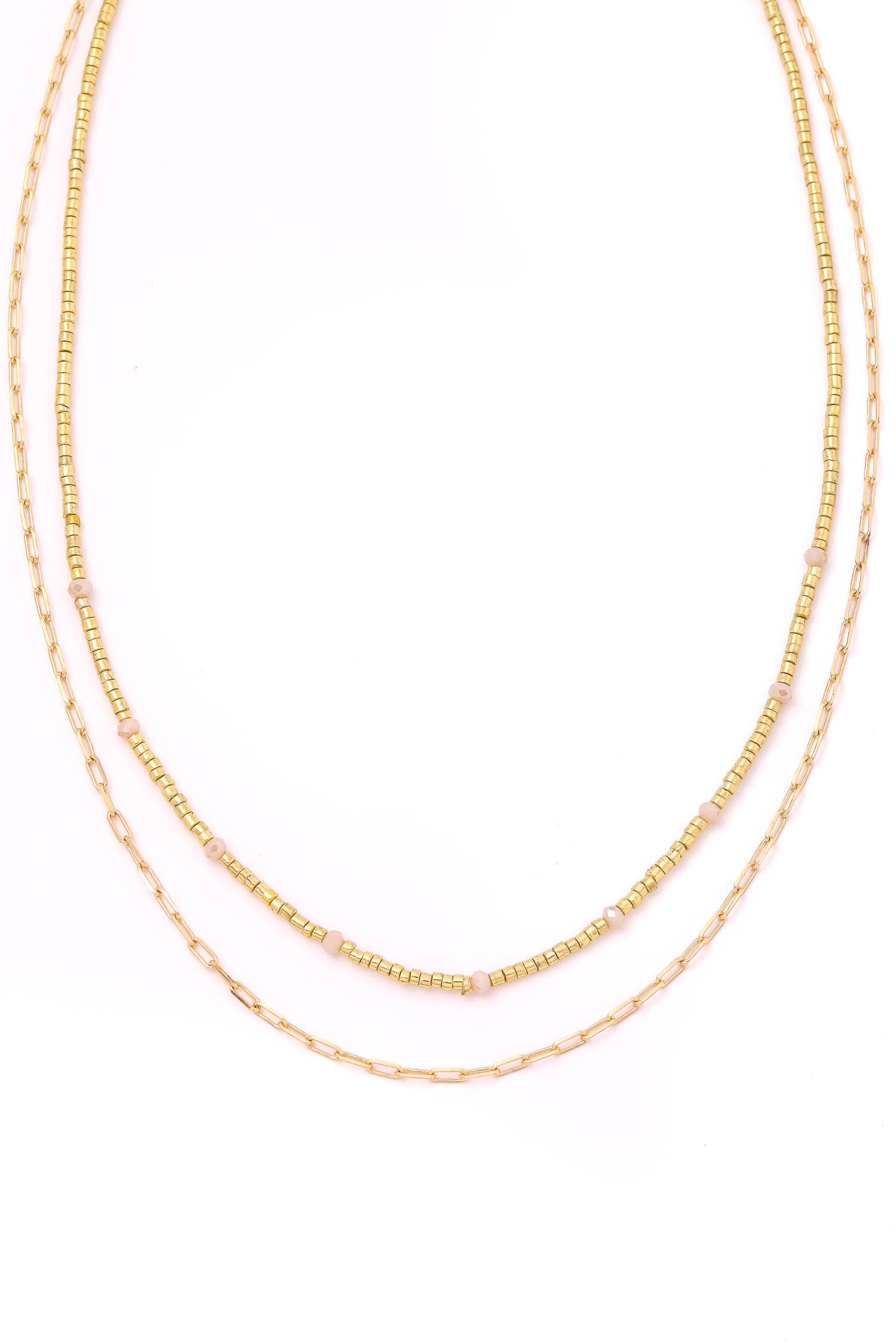 Layered Beaded Bolt Chain Necklace