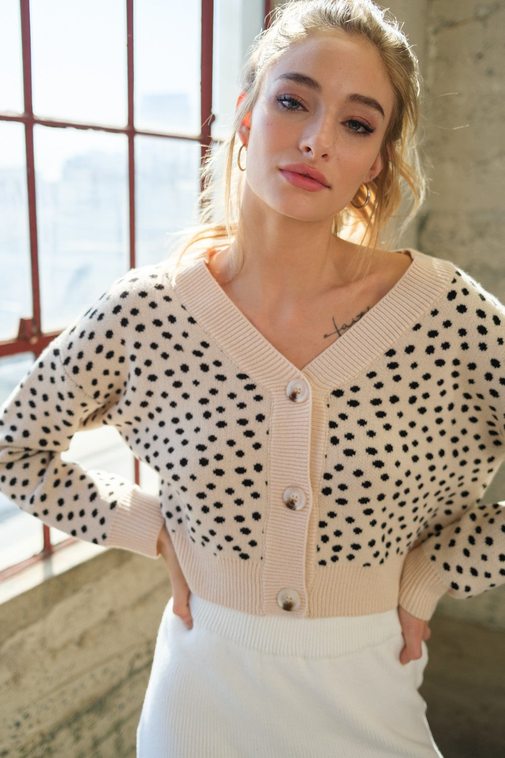 Martha Animal Print Cropped Sweater Cardigan