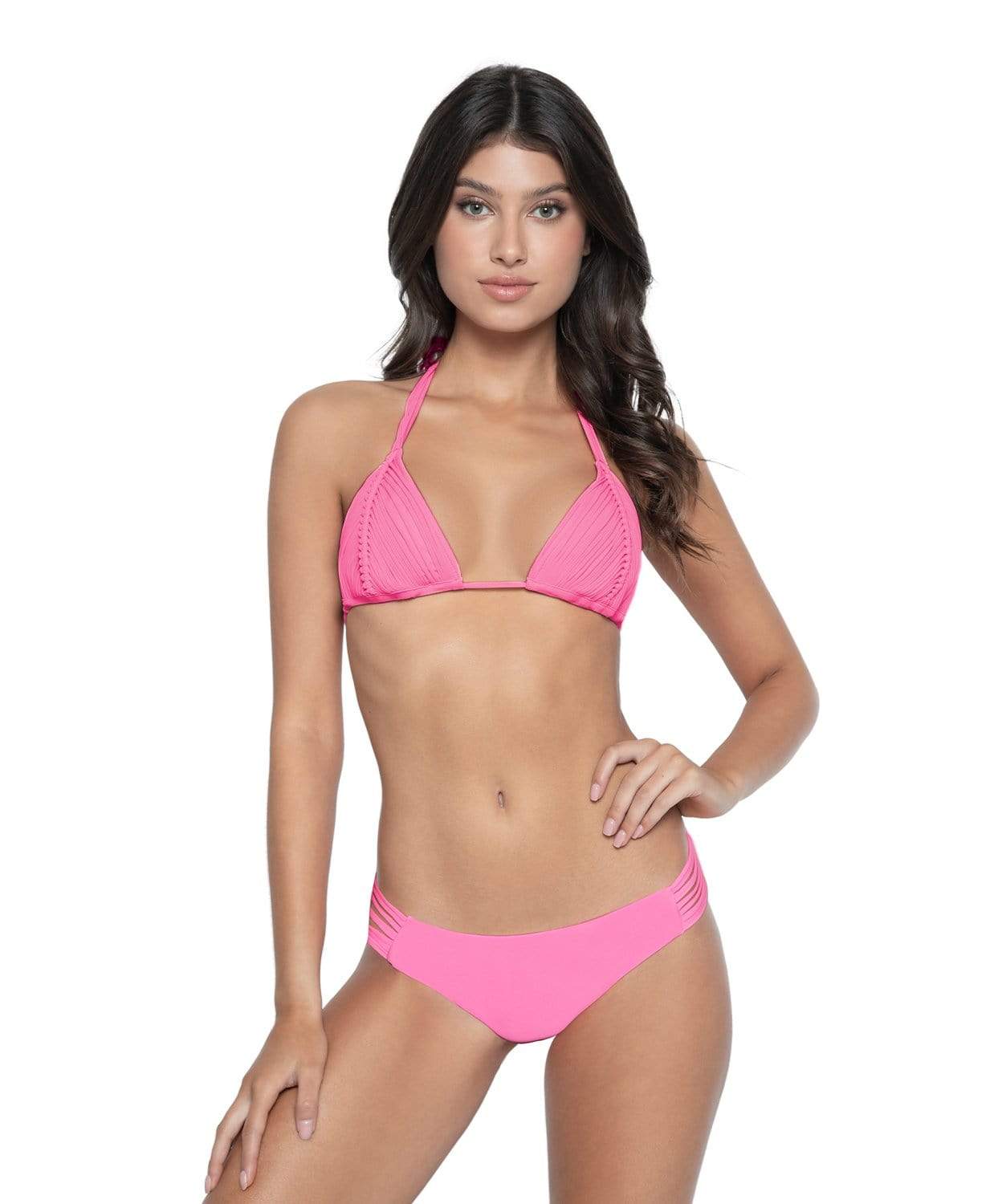 PilyQ swimwear Pink lace triangle bikini top