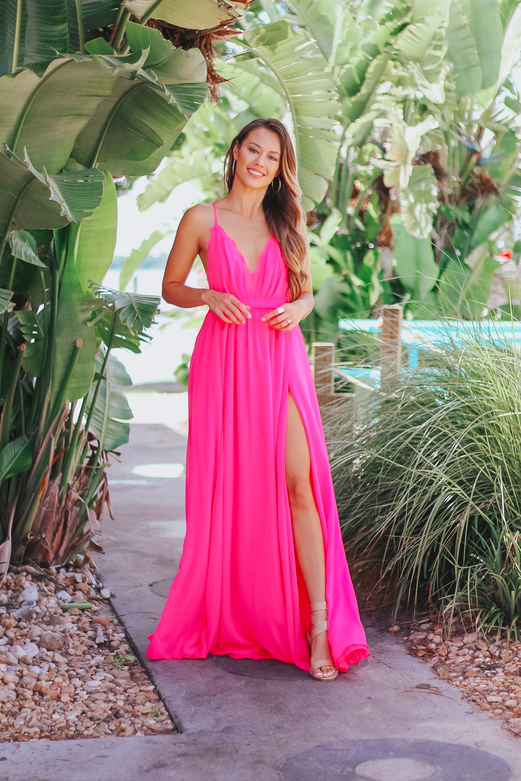 Bright Pink Maxi Ball Gown - WalterGreenBoutique Bright Pink Maxi Ball Gown - WalterGreenBoutique