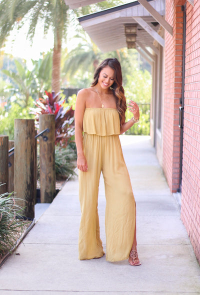 Lightweight Jumpsuit with Ruffle Top