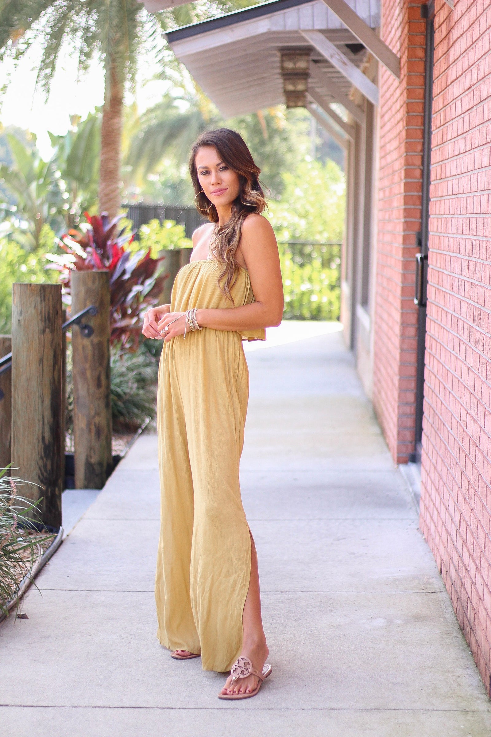 Lightweight Jumpsuit with Ruffle Top