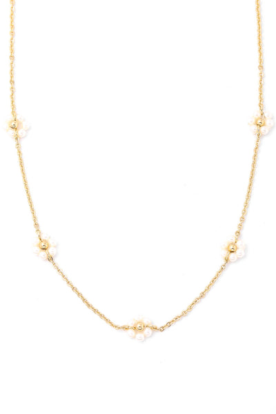 Dainty Flower Beaded Chain Necklace