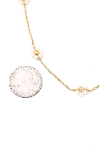Dainty Flower Beaded Chain Necklace