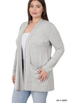 PLUS SLOUCHY POCKET OPEN CARDIGAN