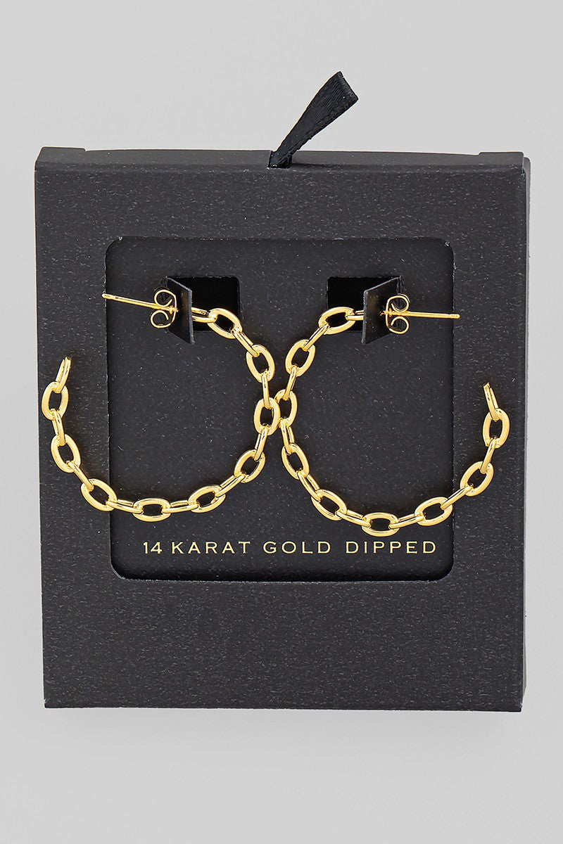 Round Chain Link Hoop Earrings