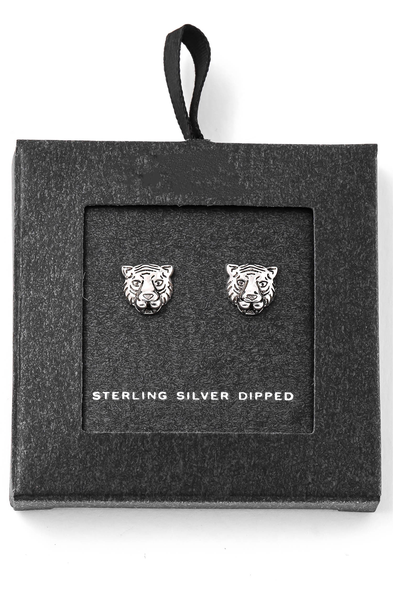 Gold Dipped Tiger Head Stud Earrings