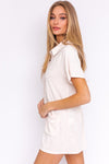 Terry short sleeve button up romper