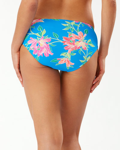 Sun Lilies Side-Shirred High-Waist Bikini Bottoms