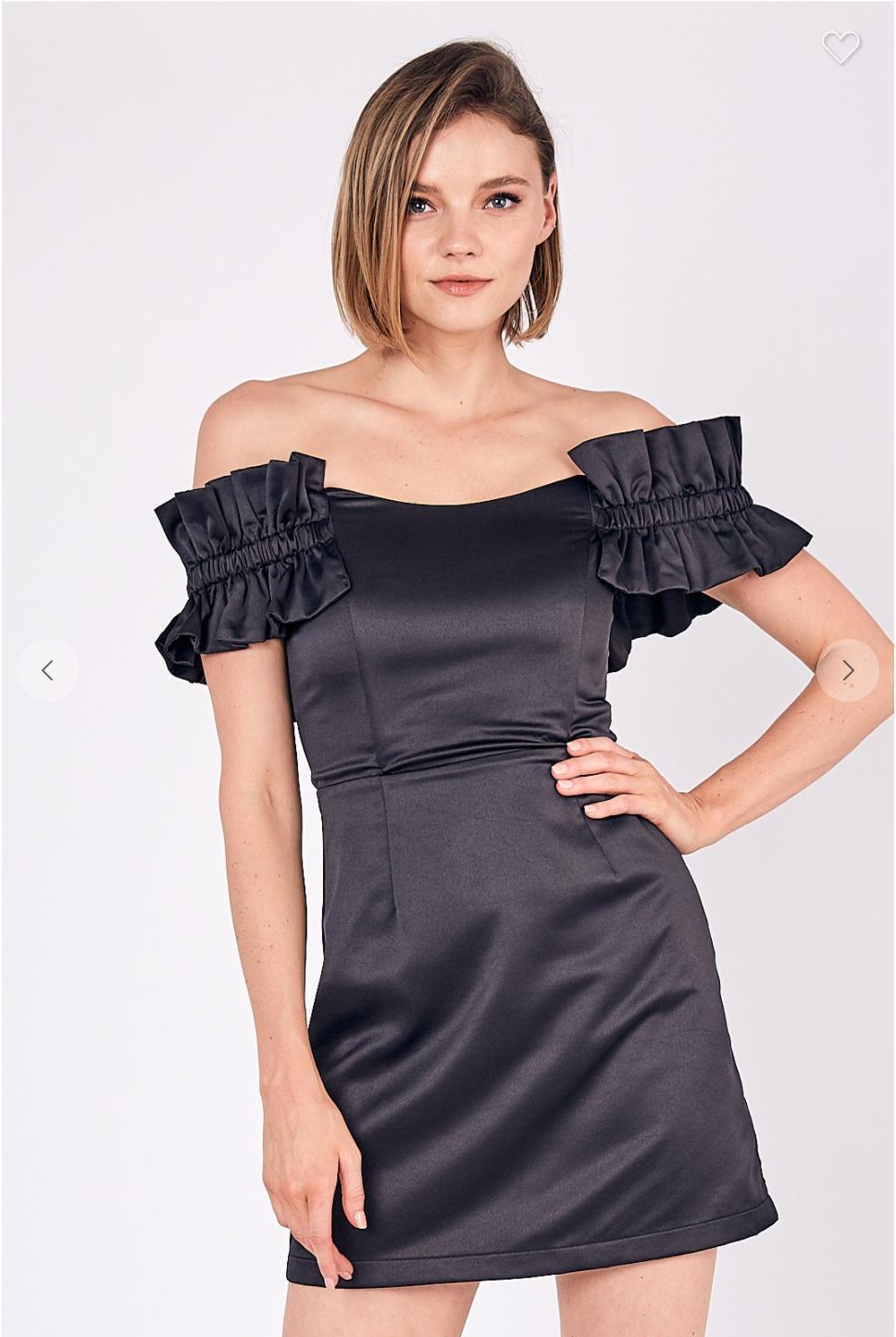 OFF SHOULDER SATIN BODYCON DRESS