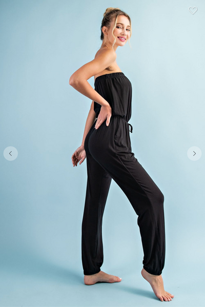 SOLID STRAPLESS JUMPSUIT