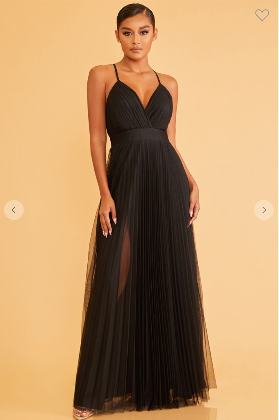 PLEATED MESH MAXI DRESS W/ TIE