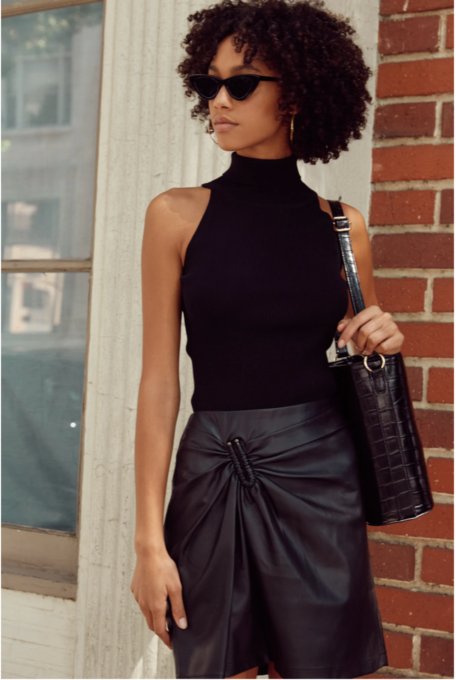 PARIS GATHERED SKIRT-BLACK