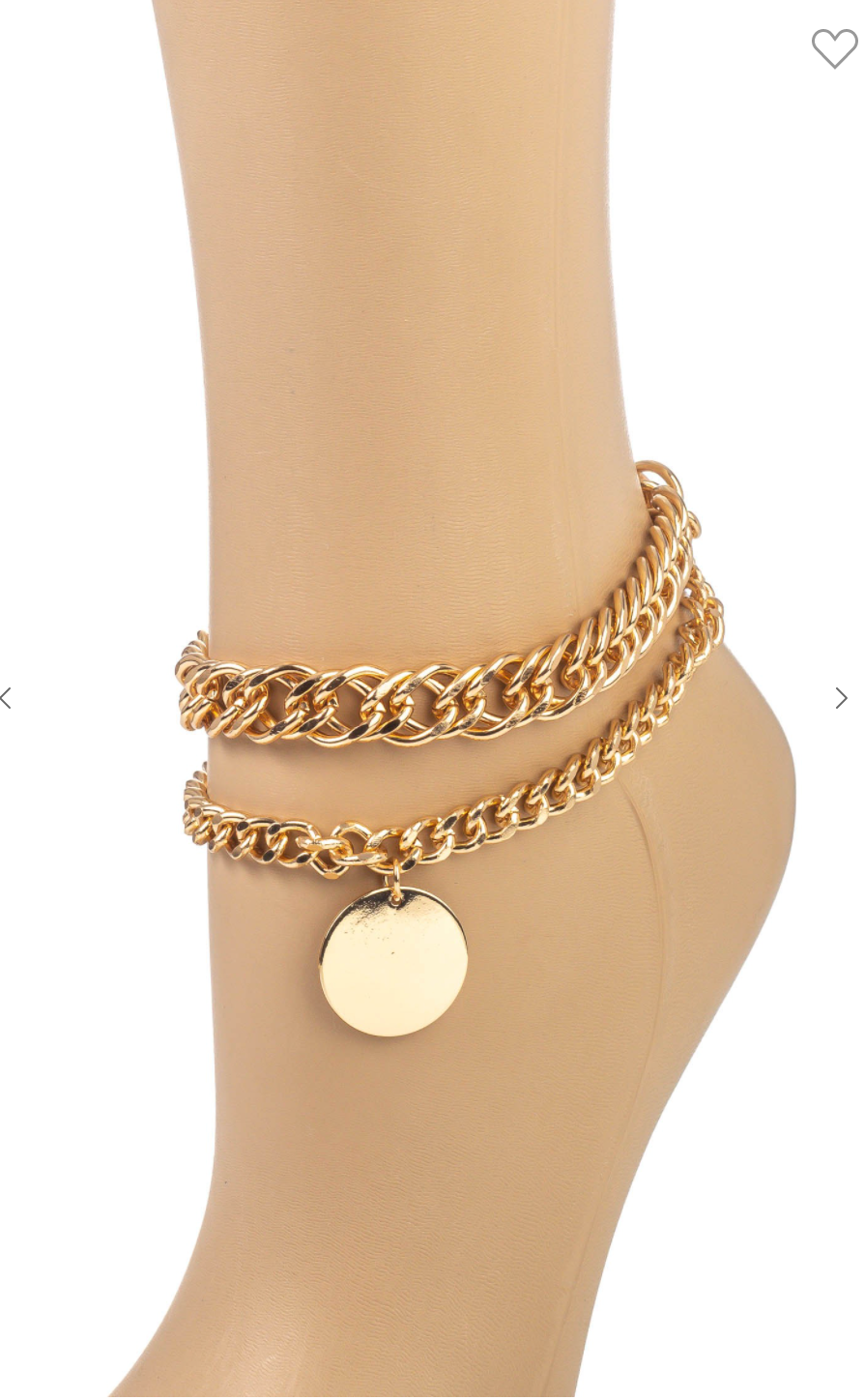 Coin Charm Layered Chain Anklet