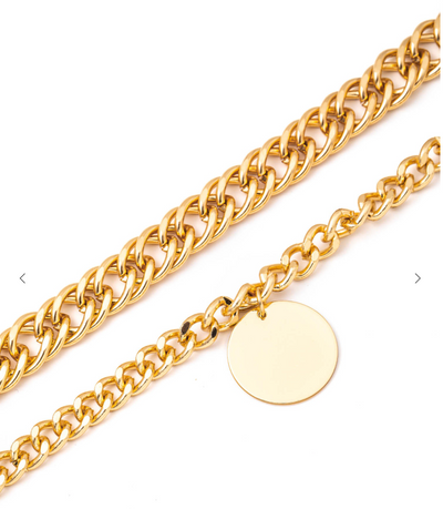 Coin Charm Layered Chain Anklet