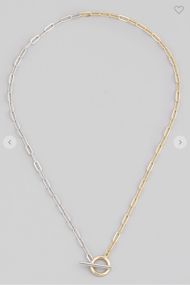 Two Tone Toggle Lock Chain Necklace