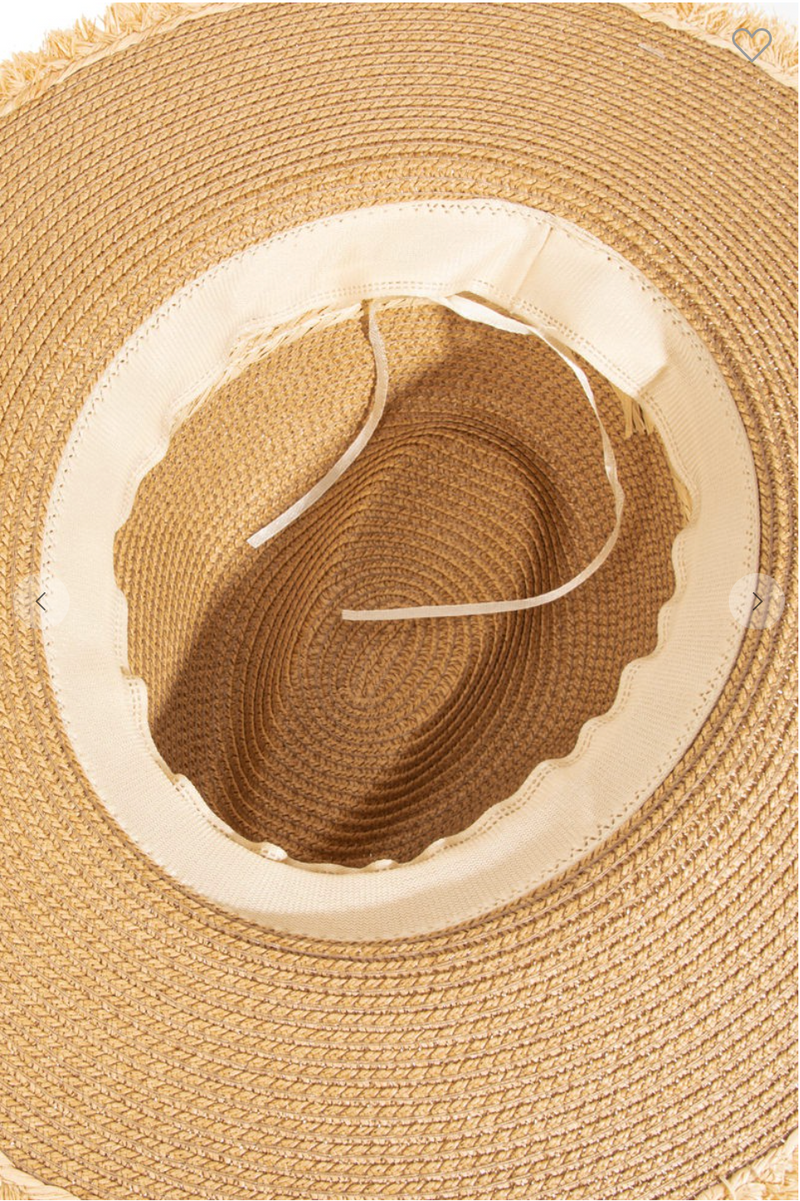 Straw Braided Fringe Fedora Hat