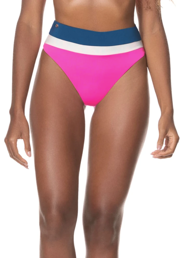Maaji Fuchsia Prussian Susy Q High Rise/High Leg Bikini Bottom