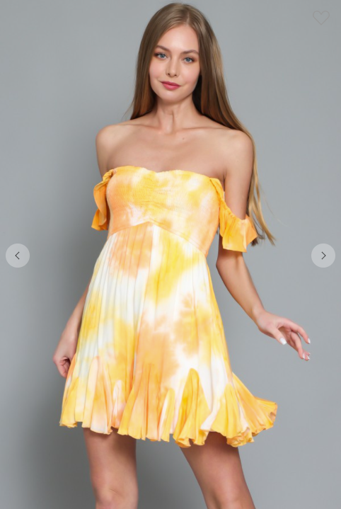 Yellow Tie Dye Mini Dress