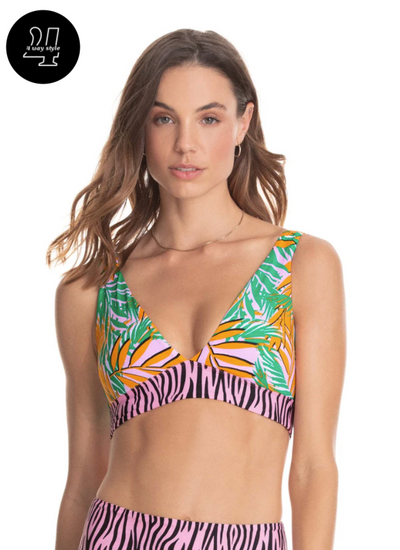 Maaji Subtle Petals Allure Long Line Triangle Bikini Top