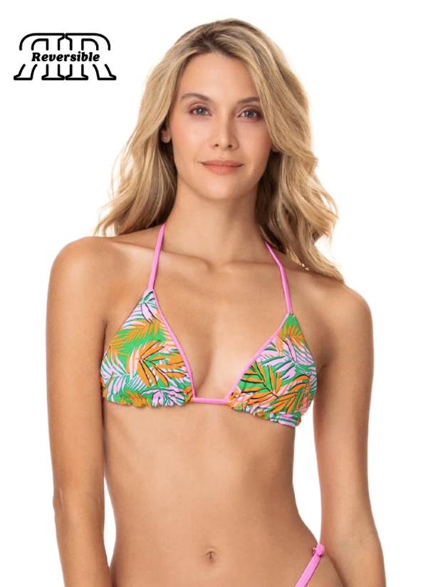 Maaji Aurora Pink Balmy Reversible Sliding Triangle Bikini Top