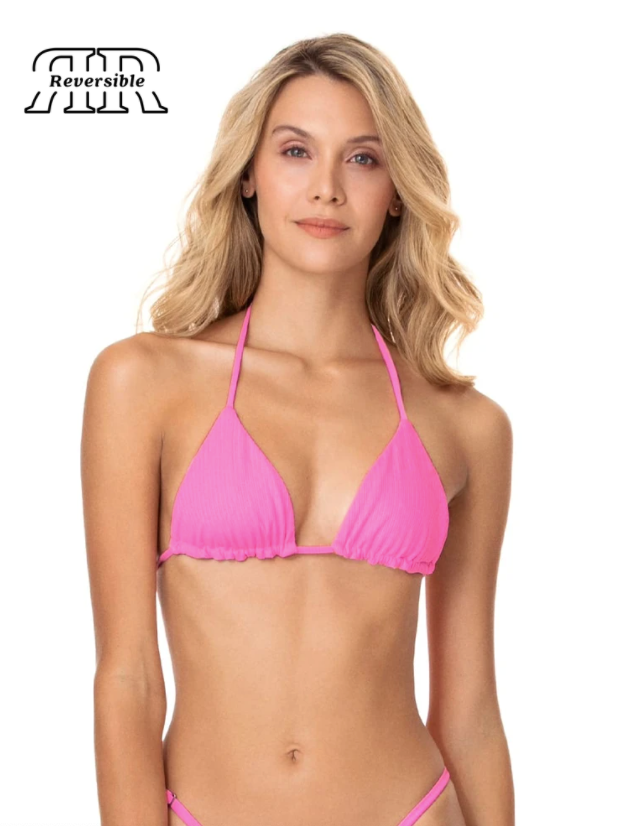 Maaji Aurora Pink Balmy Reversible Sliding Triangle Bikini Top