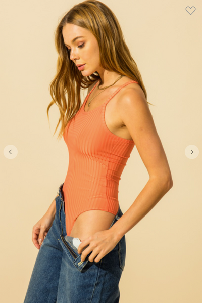 SOLID RIBBED CAMI BODYSUIT