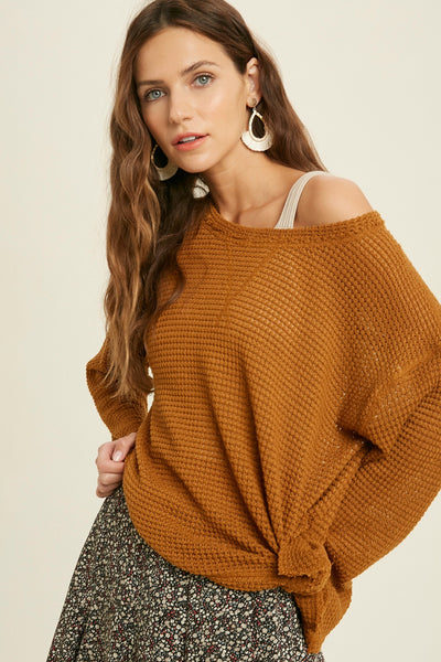 WAFFLE DETAILS KNIT TOP