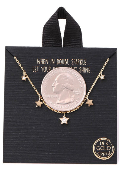Gold Dipped Star Charm Station Necklace