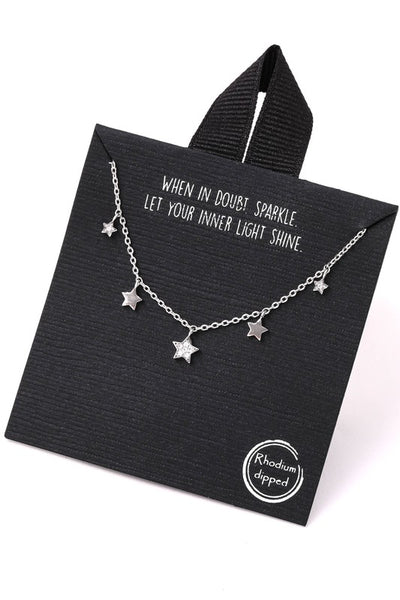 Gold Dipped Star Charm Station Necklace
