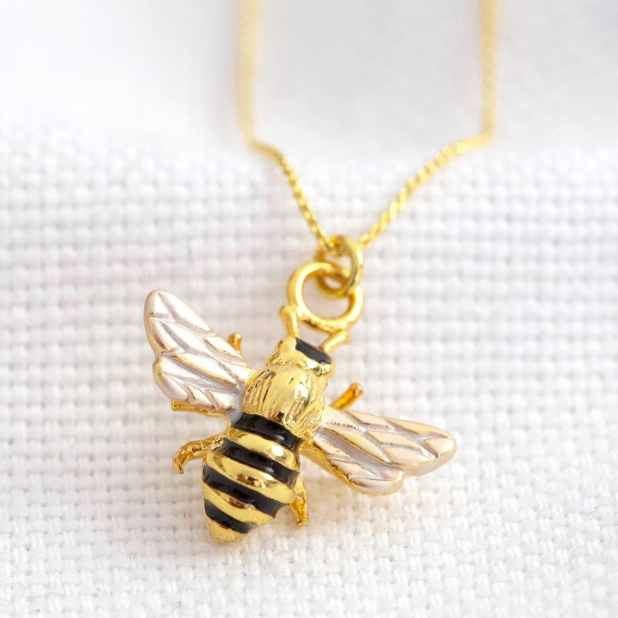 Enamel Tiny Bee Necklace
