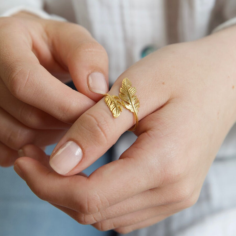 Double Feather Ring - Gold