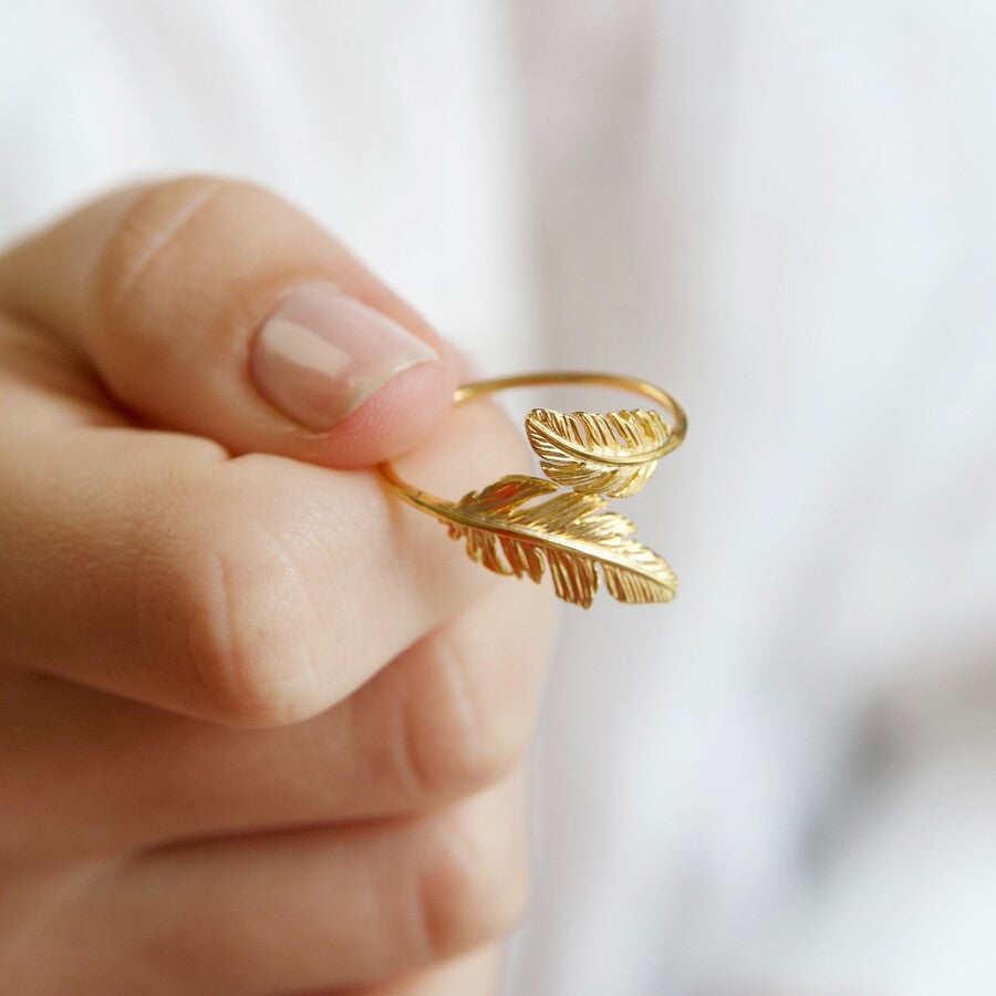 Double Feather Ring - Gold
