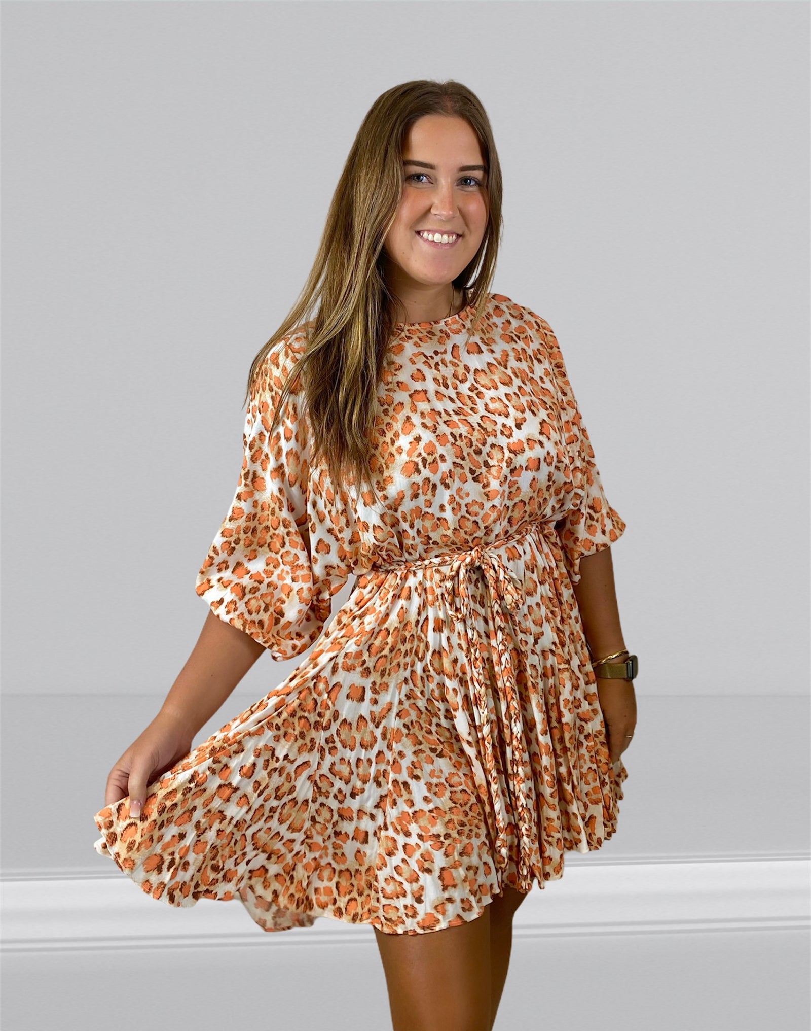 Orange Ruffled Mini Dress