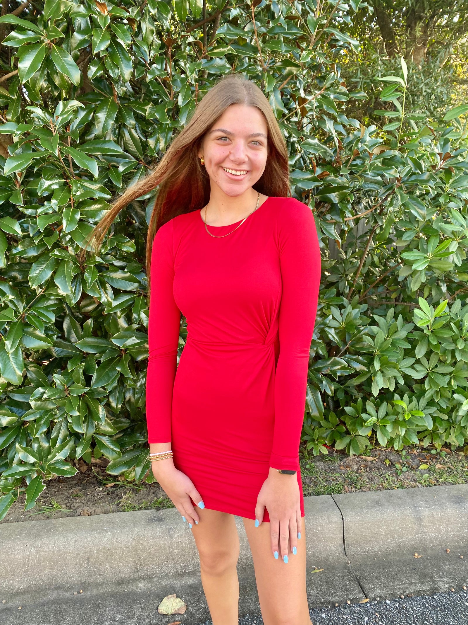 LONG SLEEVE MINI DRESS W/ RUCHING