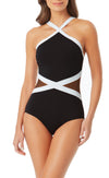High Neck Mesh One Piece by Anne Cole