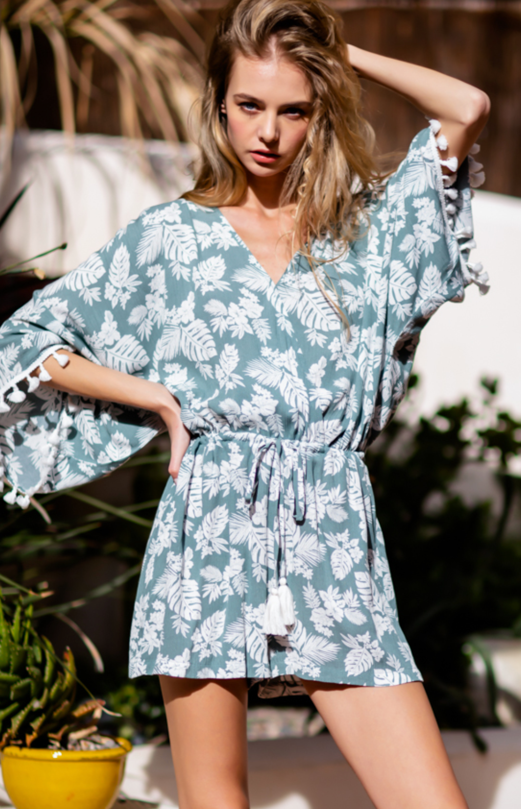 Sage Florals Kimono Romper